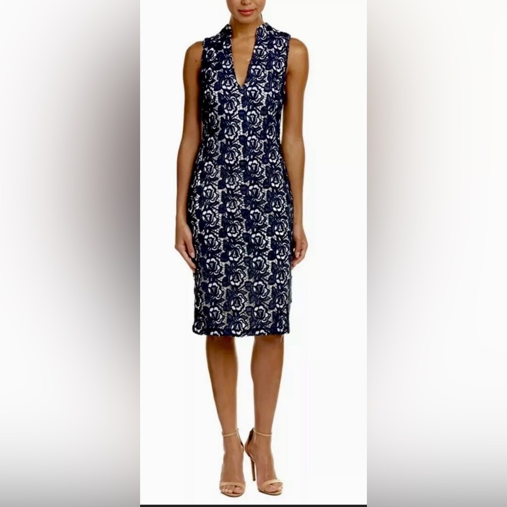 Alice + Olivia 'Jacki' v-neck sleeveless lace sheath dress.  Size 4